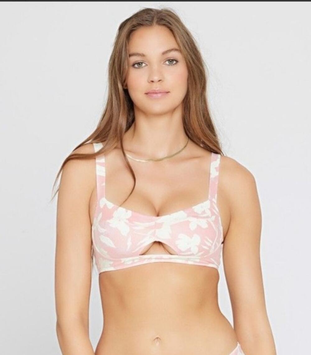 L*Space Flora Bikini Top in Paradise Blooms Pink Size D NWT
